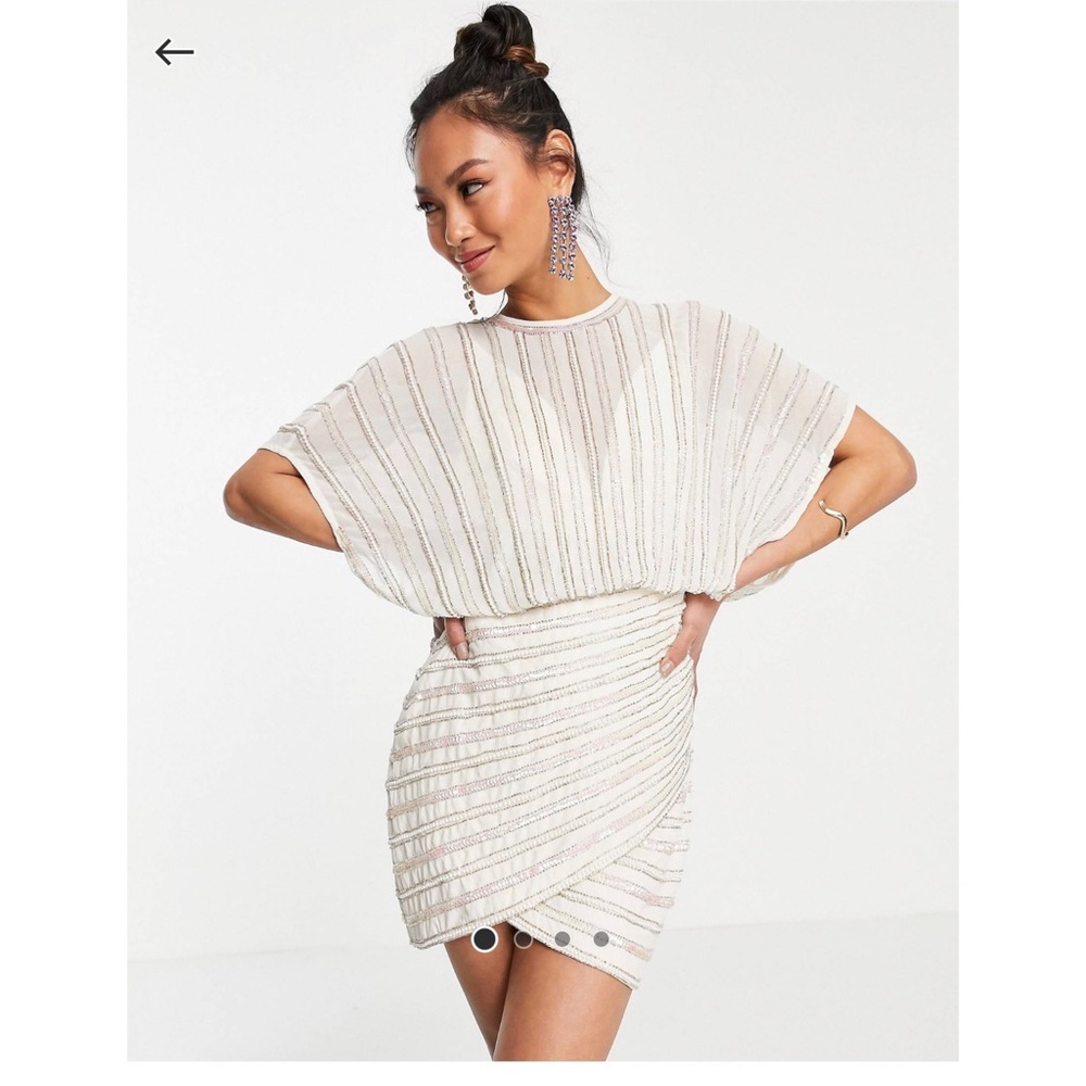 NWT - ASOS DESIGN linear embellished mini dress with wrap skirt